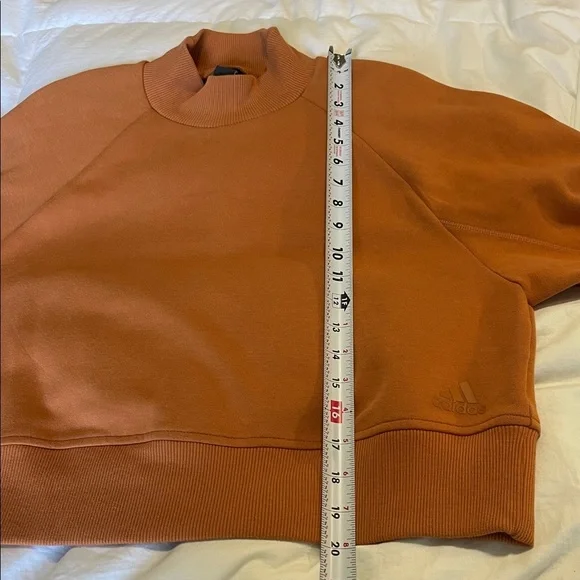 Adidas | Varsity | MockNeck | Burnt Orange | Pullover| Crop Sweatshirt | Size L - Picture 14 of 16